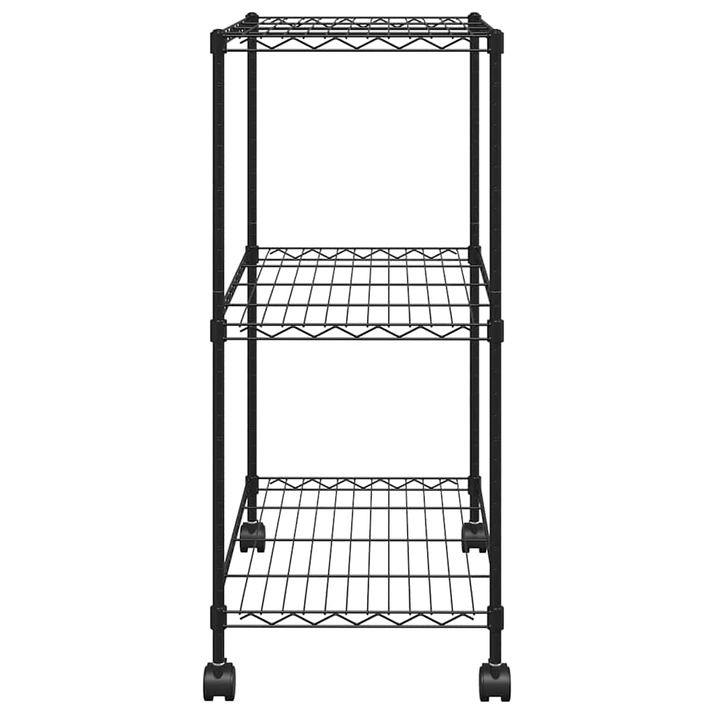 Stalak s 3 police i kotačima 60x35x81 cm 150 kg crni - number 5.