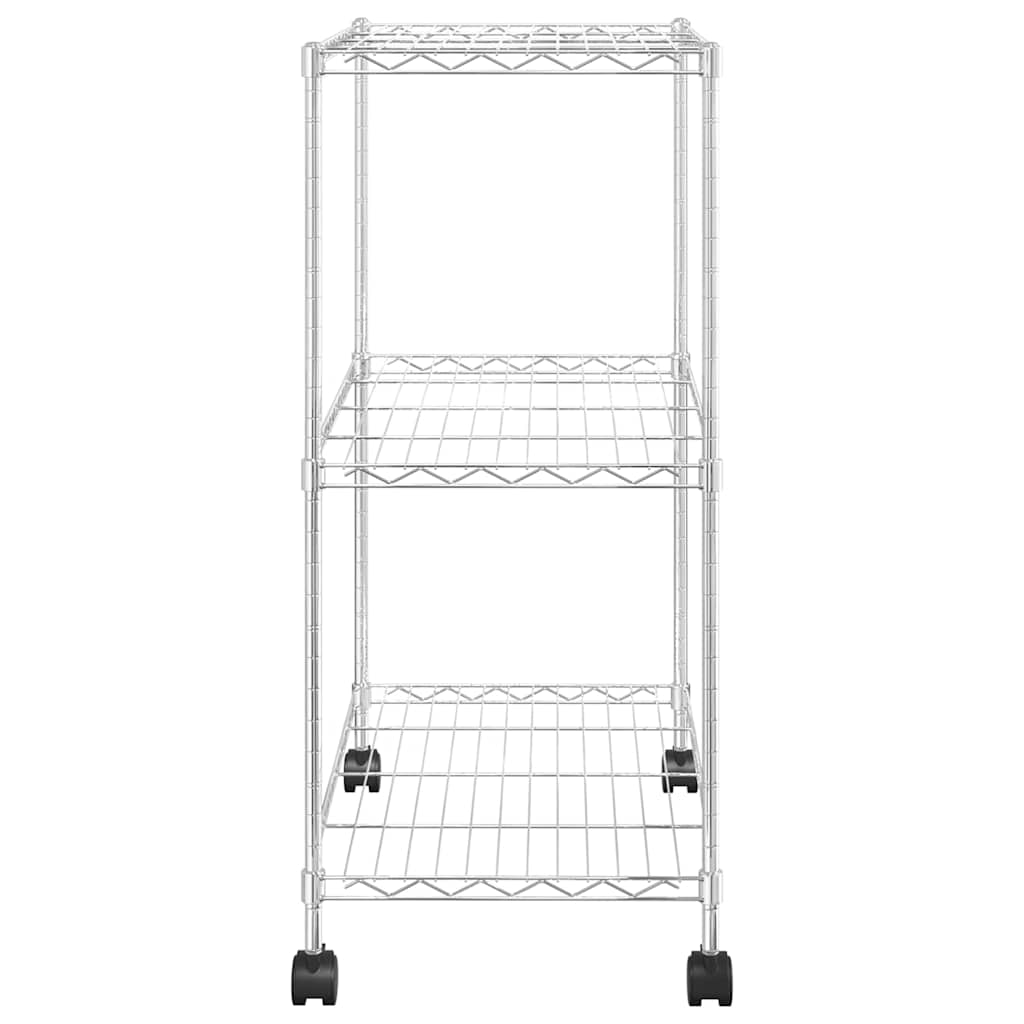 Stalak s 3 police i kotačima 60x35x81 cm 150 kg krom - number 5.