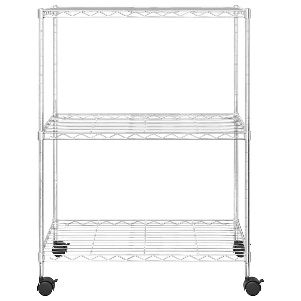 Stalak s 3 police i kotačima 60x35x81 cm 150 kg krom - number 4.
