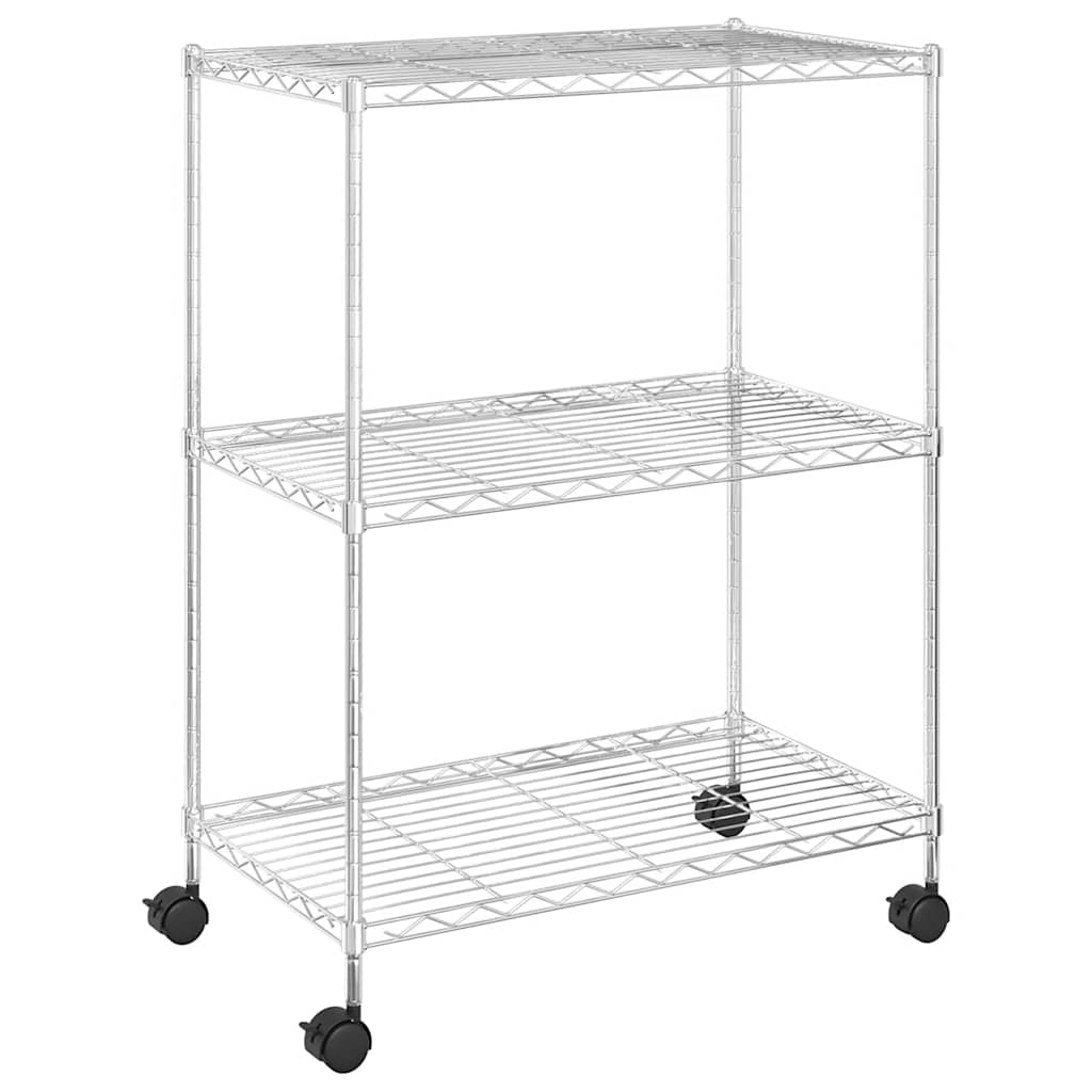 Stalak s 3 police i kotačima 60x35x81 cm 150 kg krom - number 6.