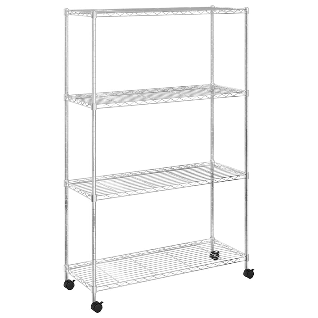 Stalak s kotačima 90x35x142 cm 200 kg 4 razine krom - number 2.