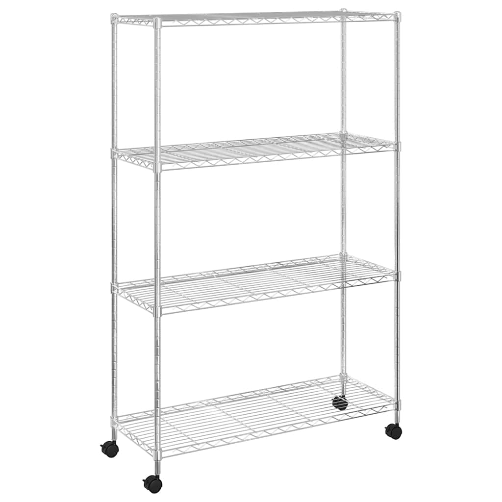 Stalak s kotačima 90x35x142 cm 200 kg 4 razine krom - number 6.