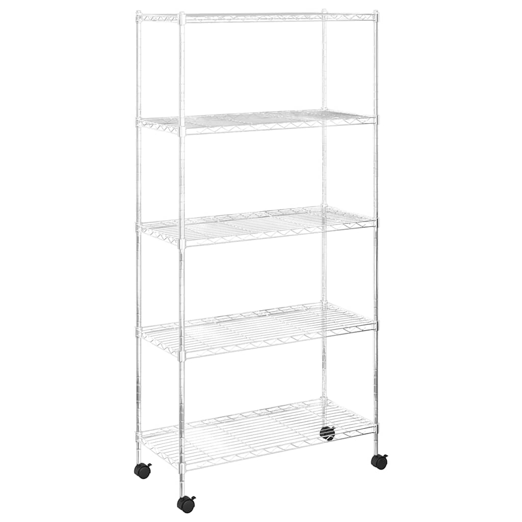 Stalak s 5 polica i kotačima 75x35x155 cm 250 kg krom - number 2.