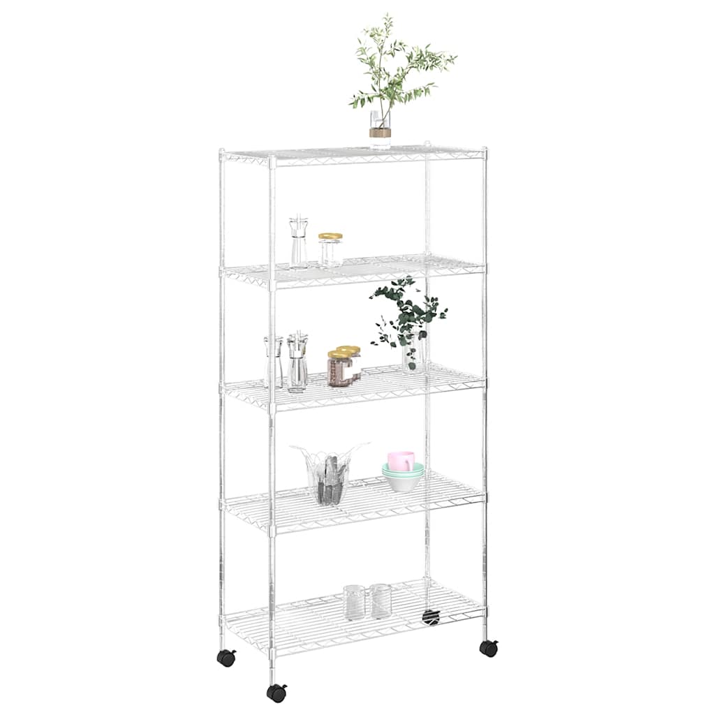 Stalak s 5 polica i kotačima 75x35x155 cm 250 kg krom - number 3.