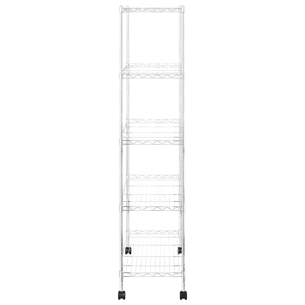 Stalak s 5 polica i kotačima 75x35x155 cm 250 kg krom - number 5.
