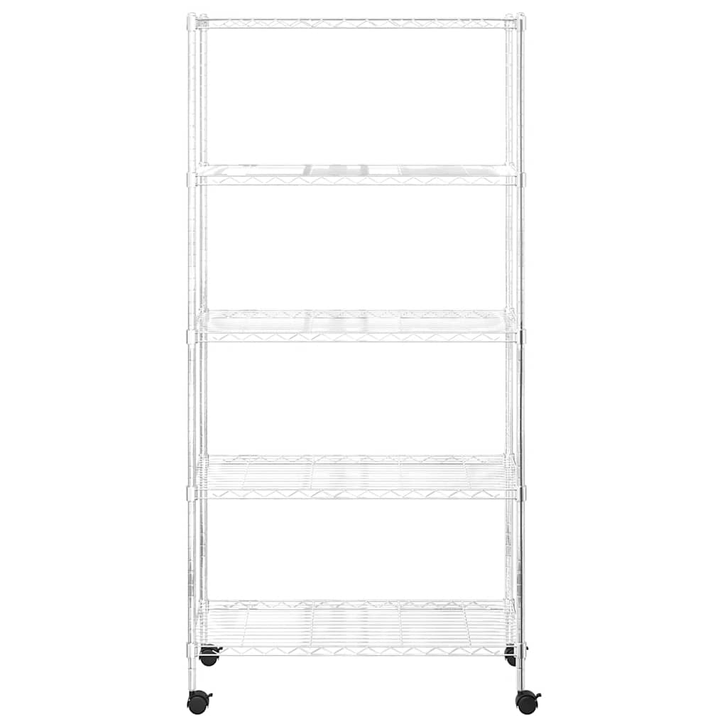 Stalak s 5 polica i kotačima 75x35x155 cm 250 kg krom - number 4.