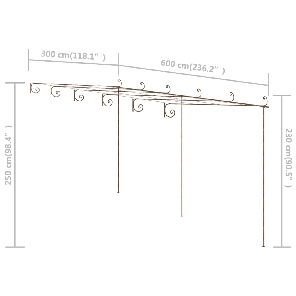 Pergola 6x3x2,5 m jern antikbrun - 6 x 3 x 2 5 m, 1 - number 7.