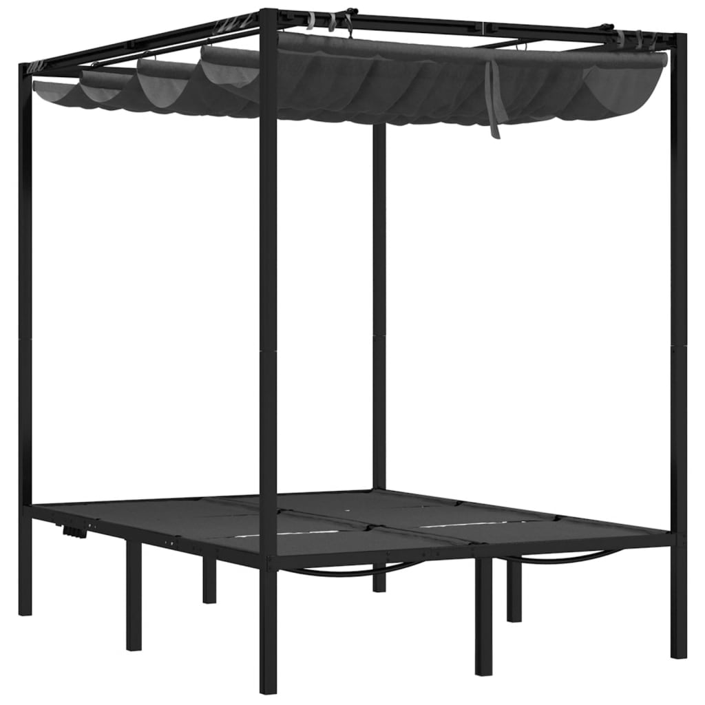 Dvostruka ležaljka s bočnim i gornjim zavjesama antracit siva - number 4.