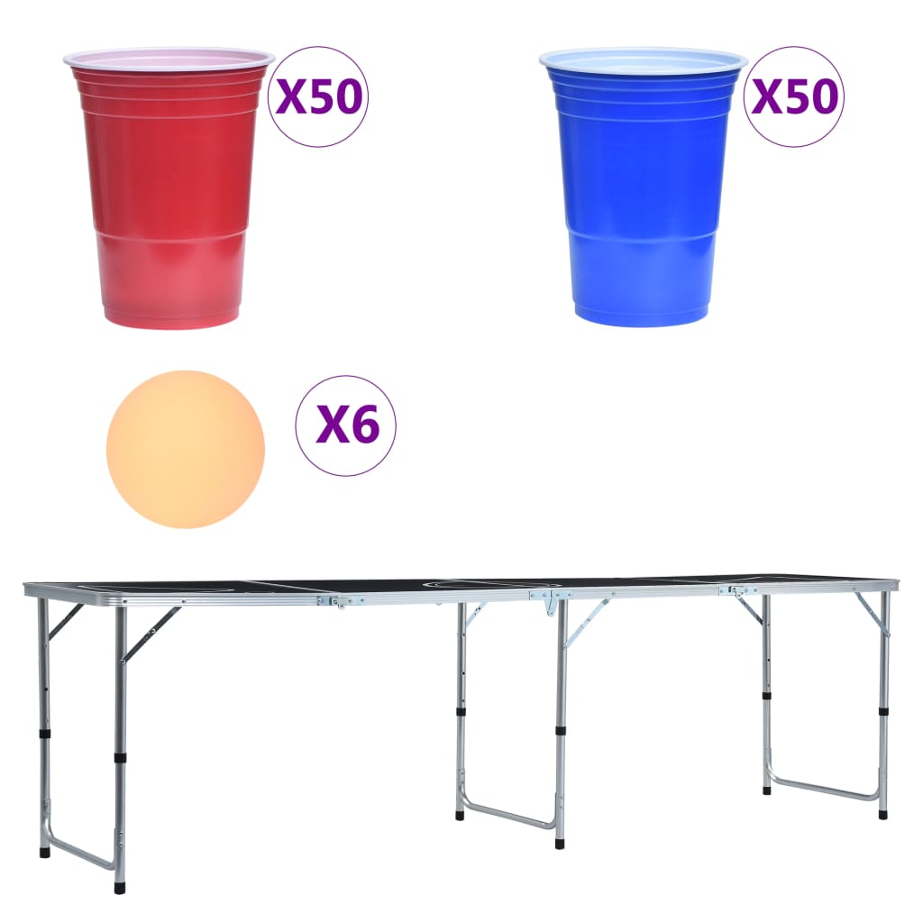 Sklopivi beer pong stol s čašama i lopticama 240 cm - number 2.