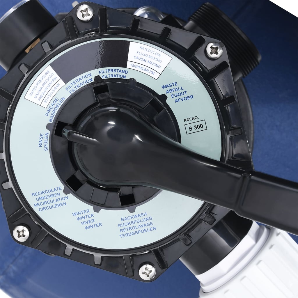 Sand filter with 7-way valve & 1000 w pump blue and black - number 4.