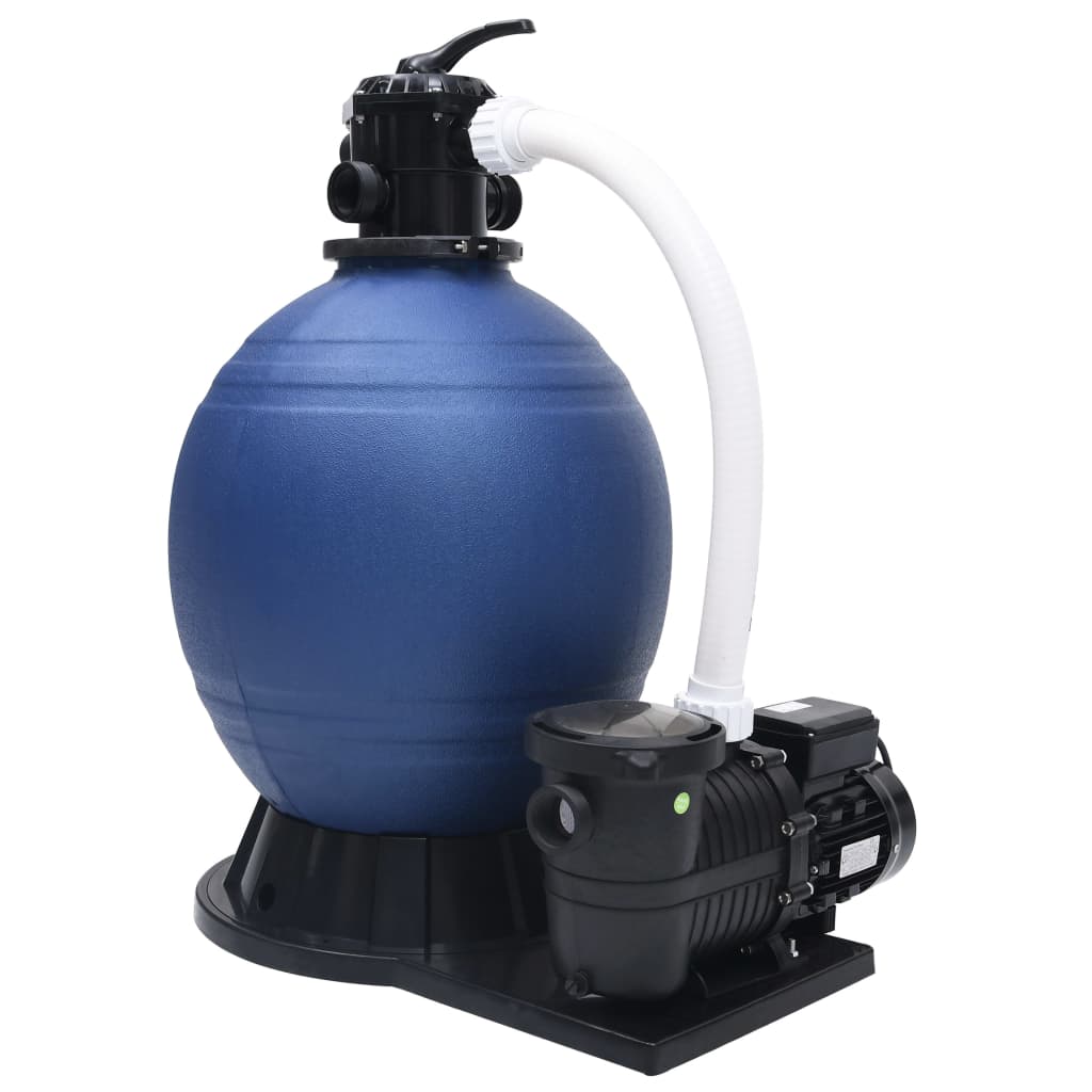 Sand filter with 7-way valve & 1000 w pump blue and black - number 3.