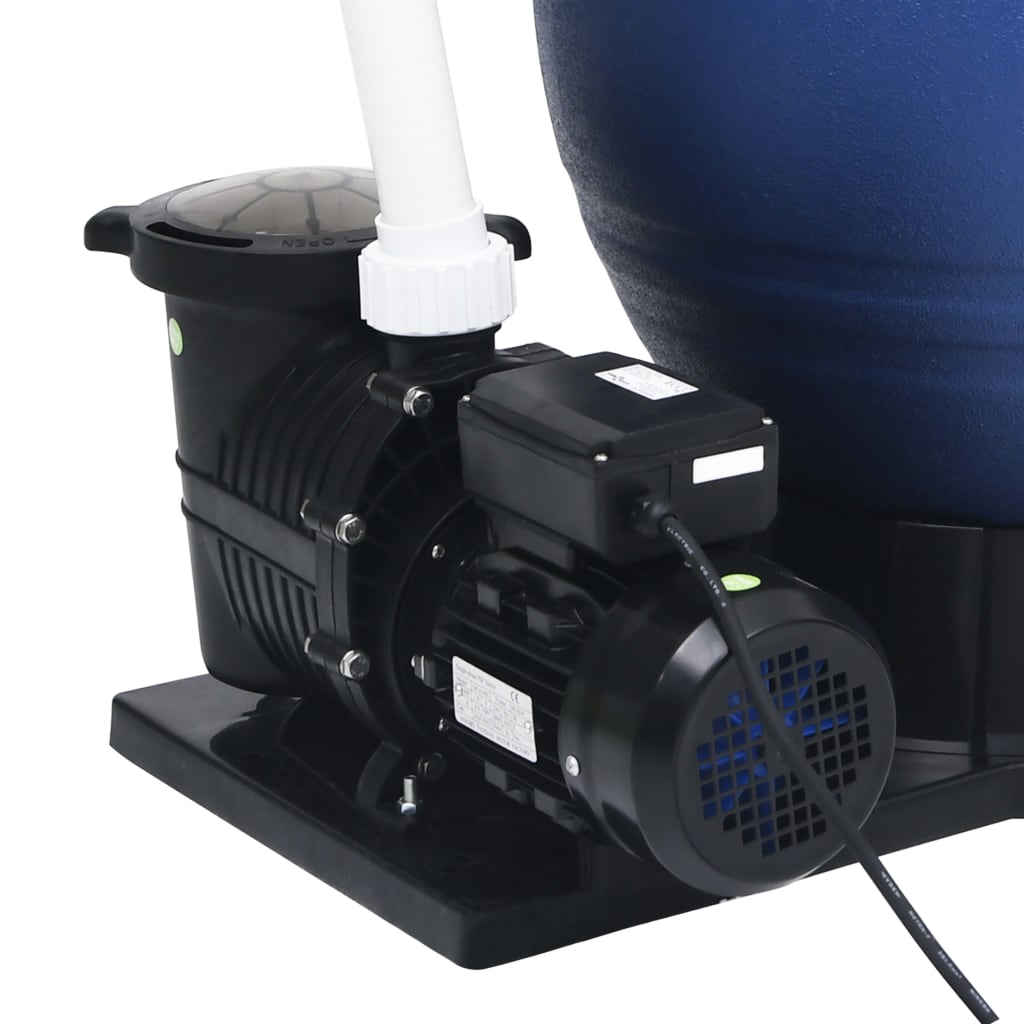 Sand filter with 7-way valve & 1000 w pump blue and black - number 8.