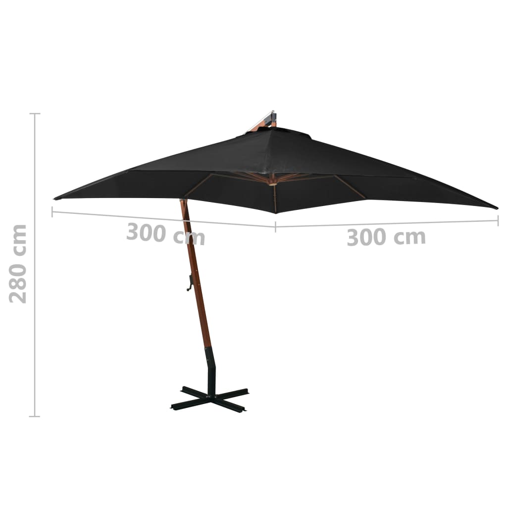 Hanging parasol with pole solid spruce - burgundy red, 3 x 3 m, 1 - number 8.