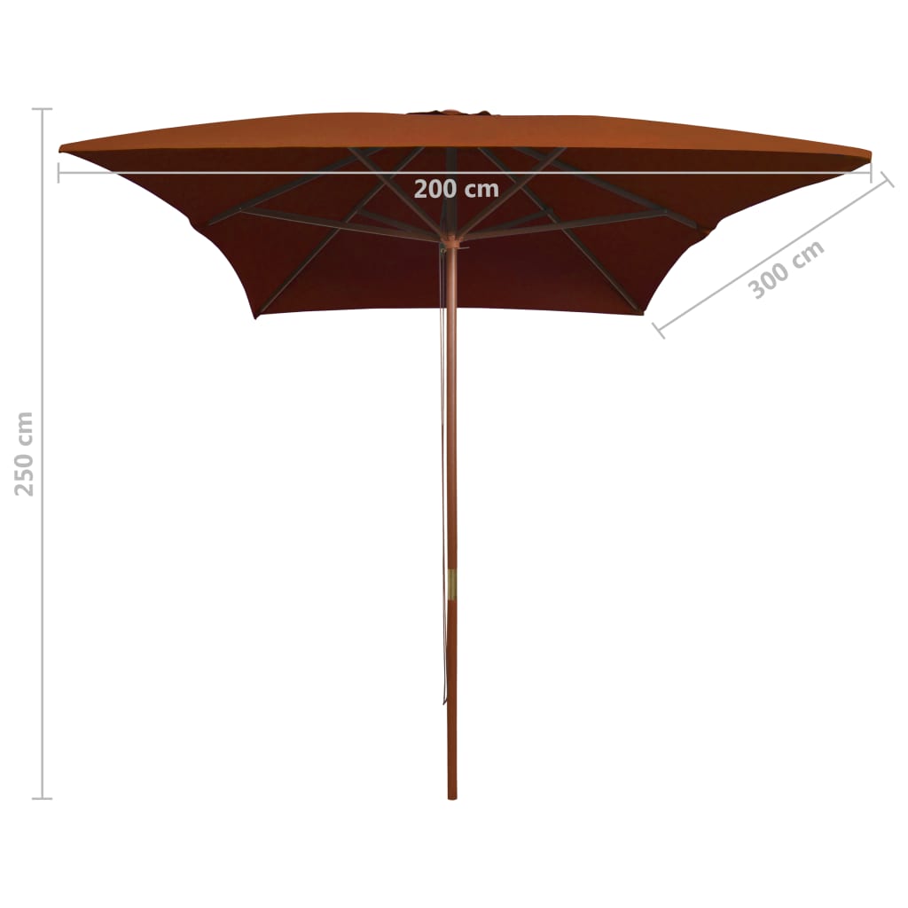 Garden parasol 200x300 cm wooden pole - number 6.