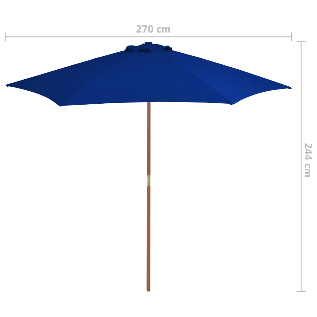 Parasol 270 cm wooden pole - blue, 1 - number 6.