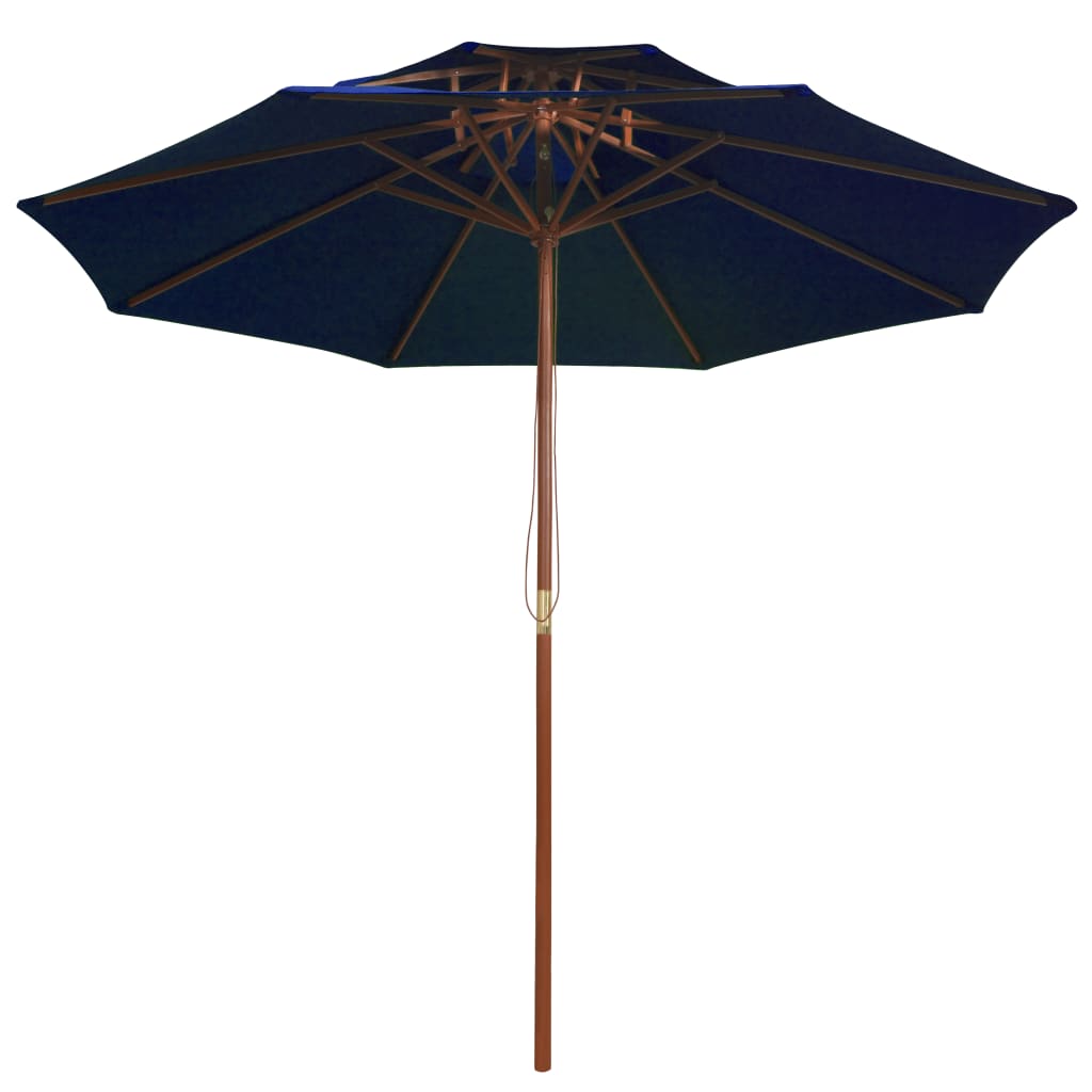 Parasol with wooden pole 270 cm 2 levels - blue, 1 - number 2.