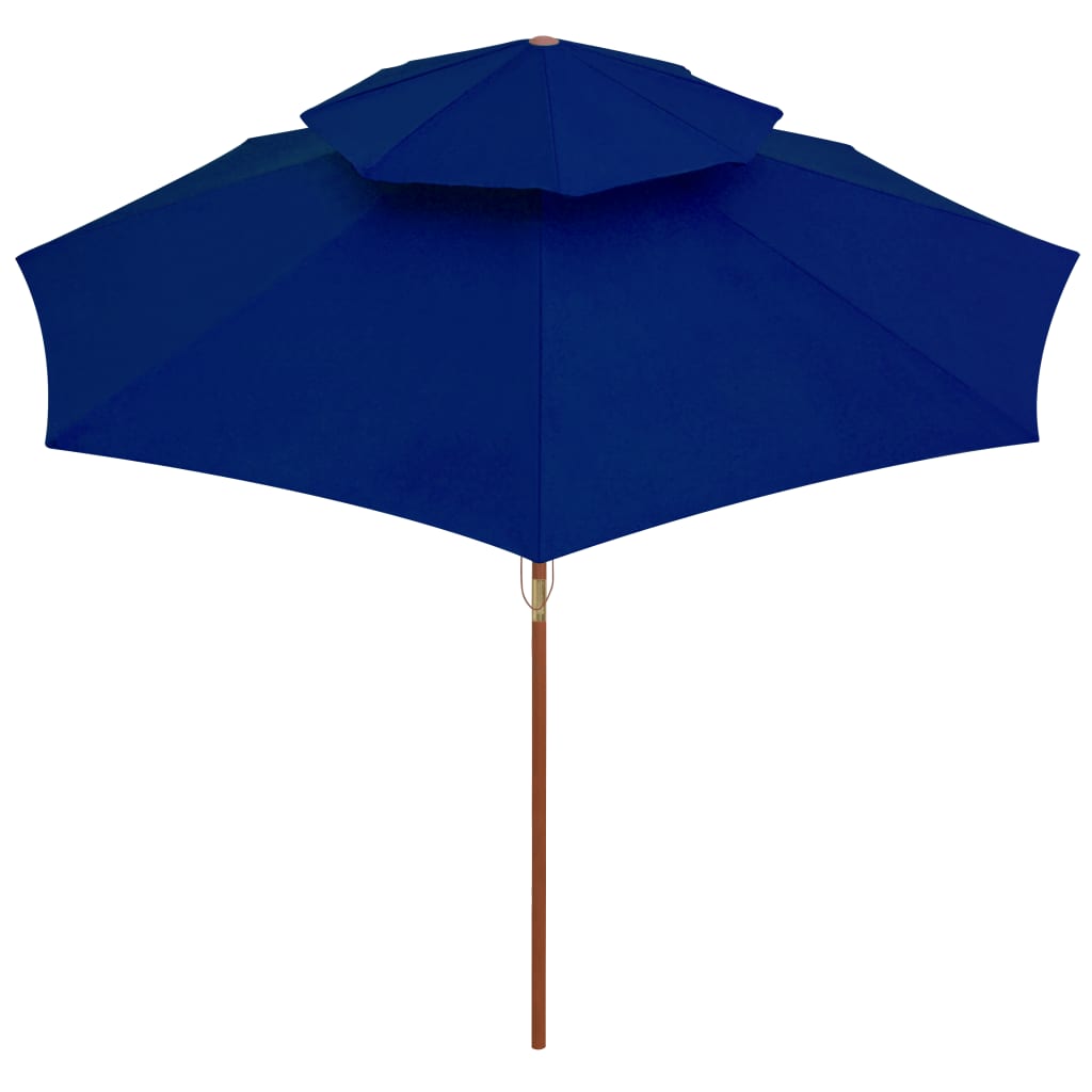 Parasol with wooden pole 270 cm 2 levels - blue, 1 - number 3.