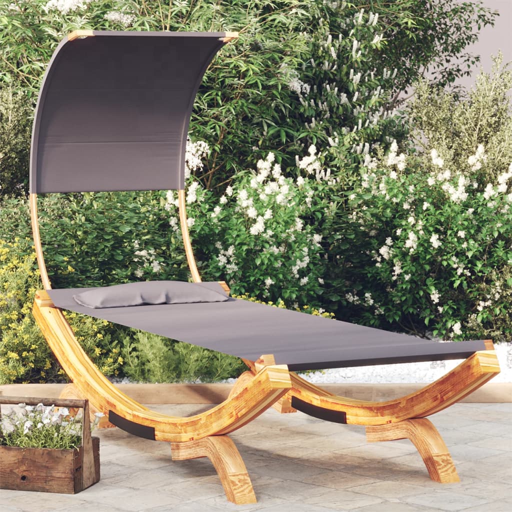 Loungeseng med baldakin bøjet træ - antracitgrå, 100 x 200 x 126 cm - number 1.
