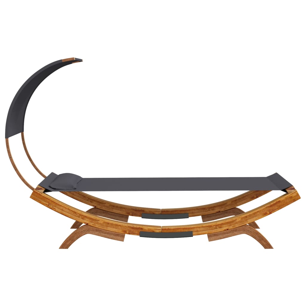 Loungeseng med baldakin bøjet træ - antracitgrå, 100 x 200 x 126 cm - number 4.