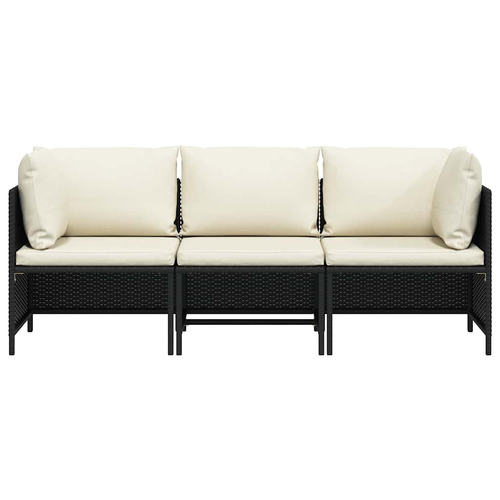 3-manns hagesofa med puter polyrattan sort - number 6.