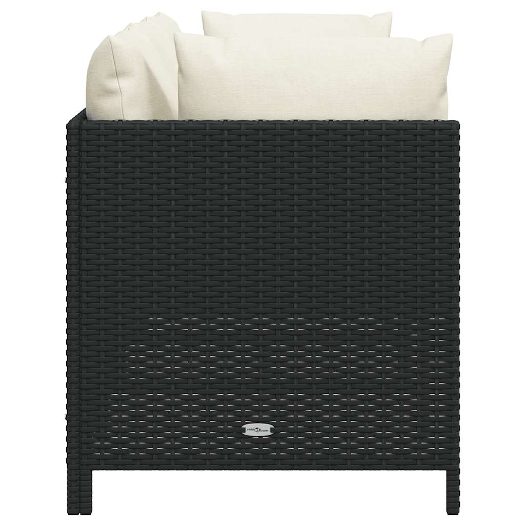 3-manns hagesofa med puter polyrattan sort - number 7.