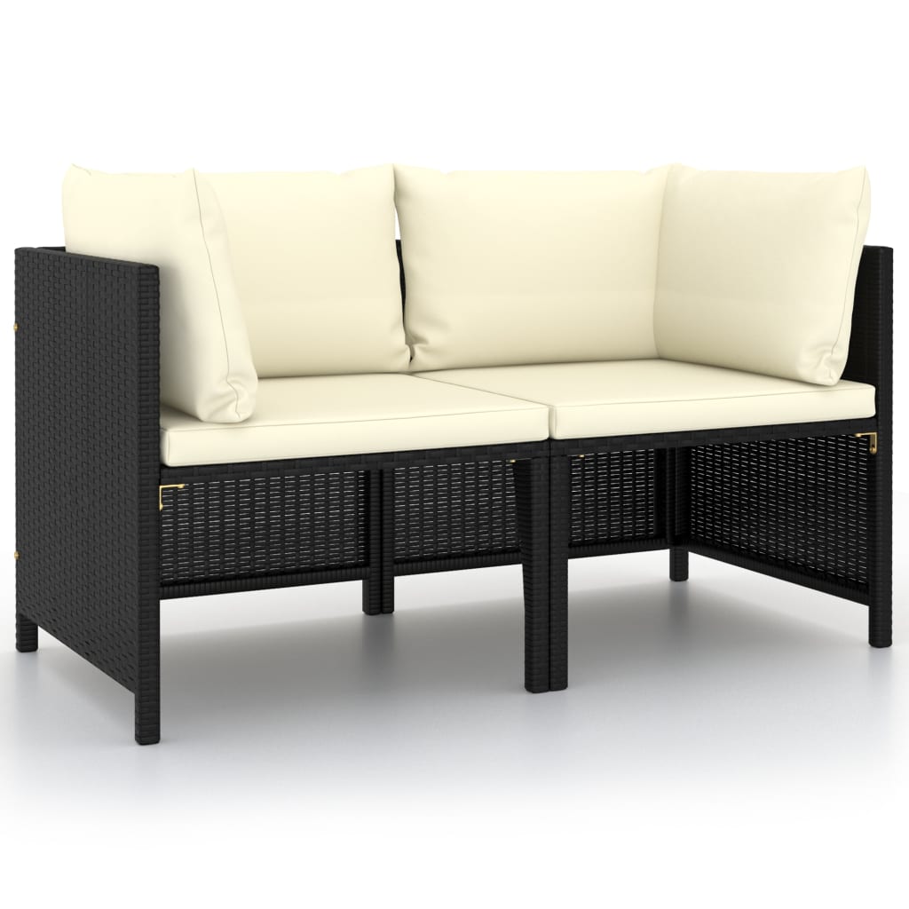 2-personers havesofa med hynder polyrattan sort - number 1.