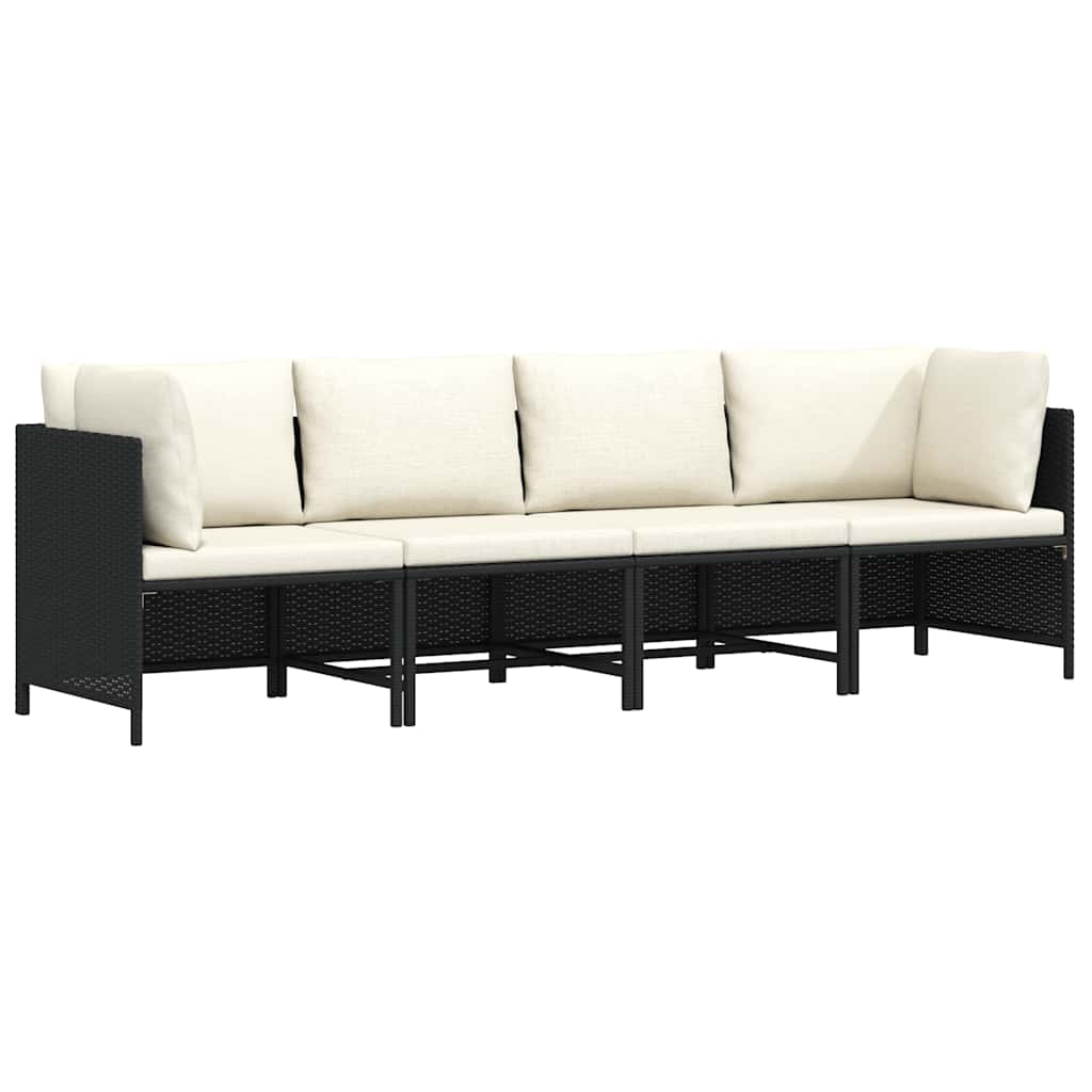 4-personers havesofa med hynder polyrattan sort - number 1.