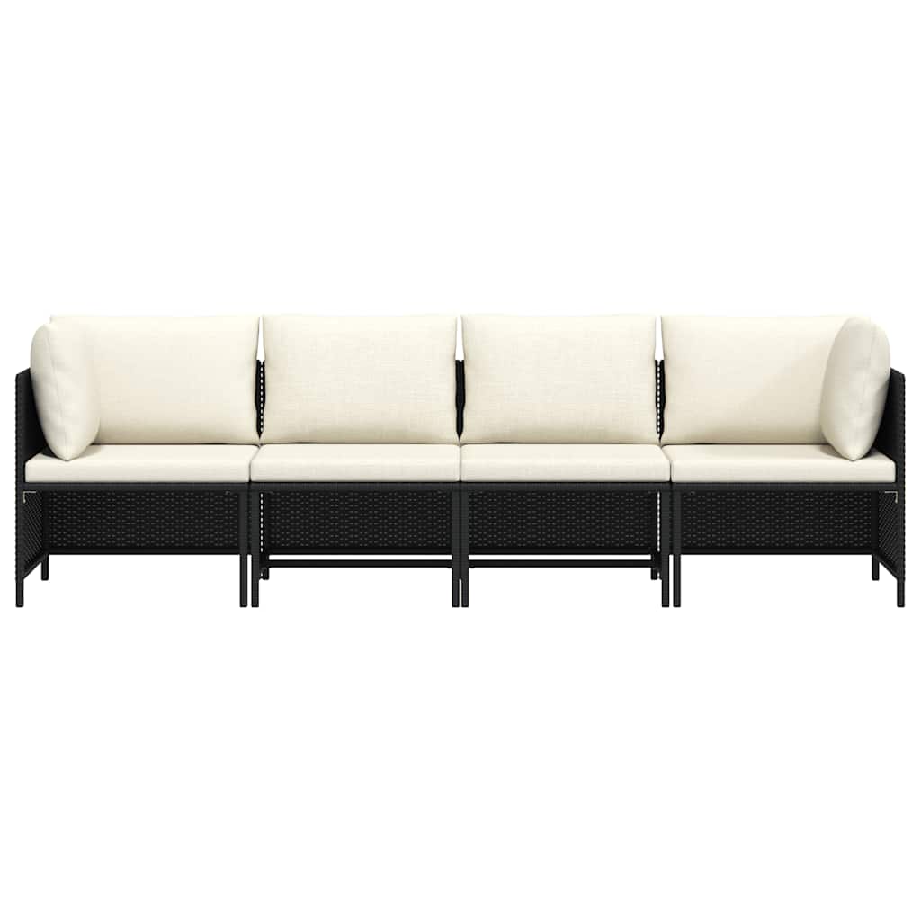 4-personers havesofa med hynder polyrattan sort - number 4.