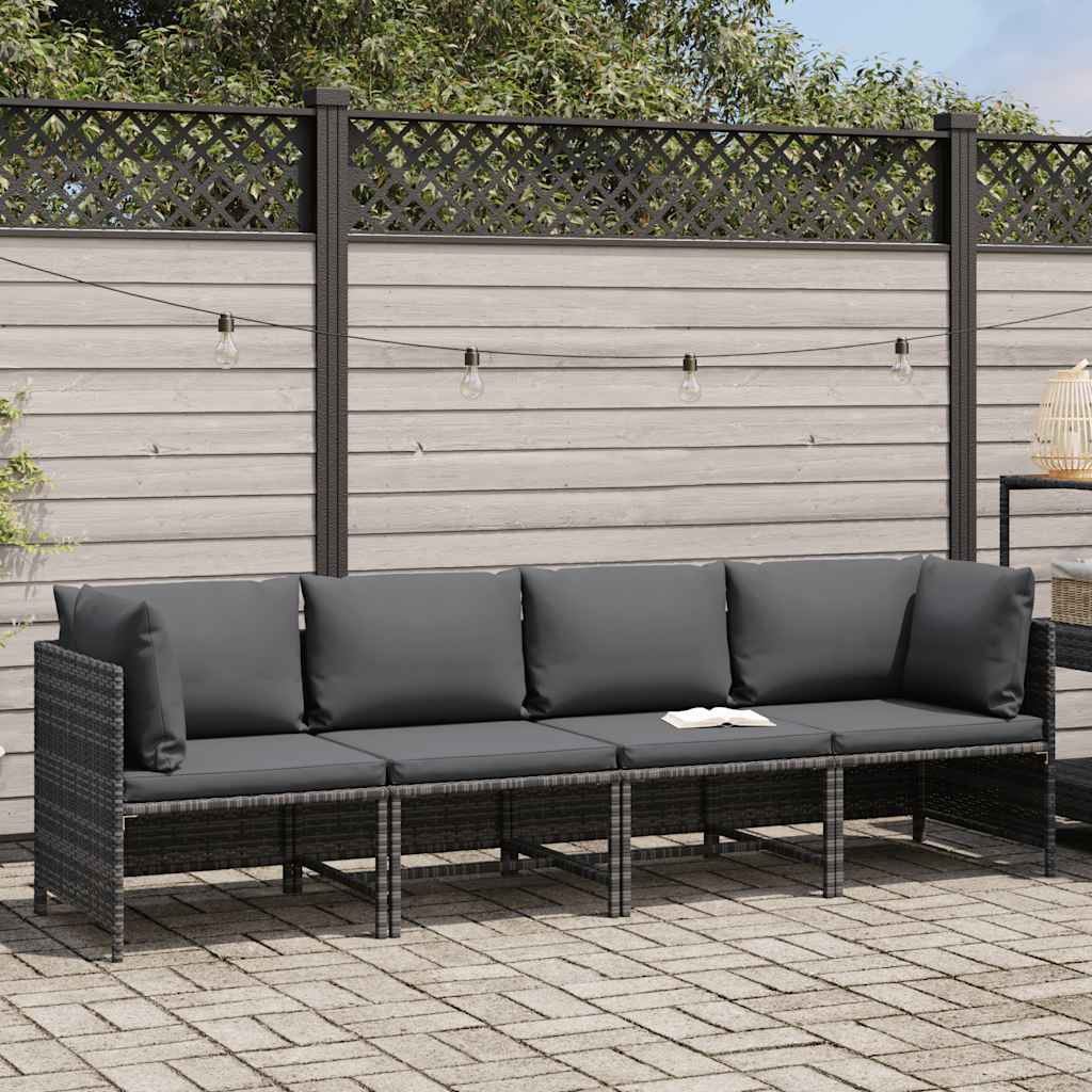 4-manns hagesofa med puter polyrattangrå - number 2.