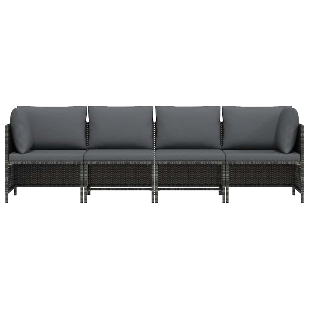 4-manns hagesofa med puter polyrattangrå - number 4.