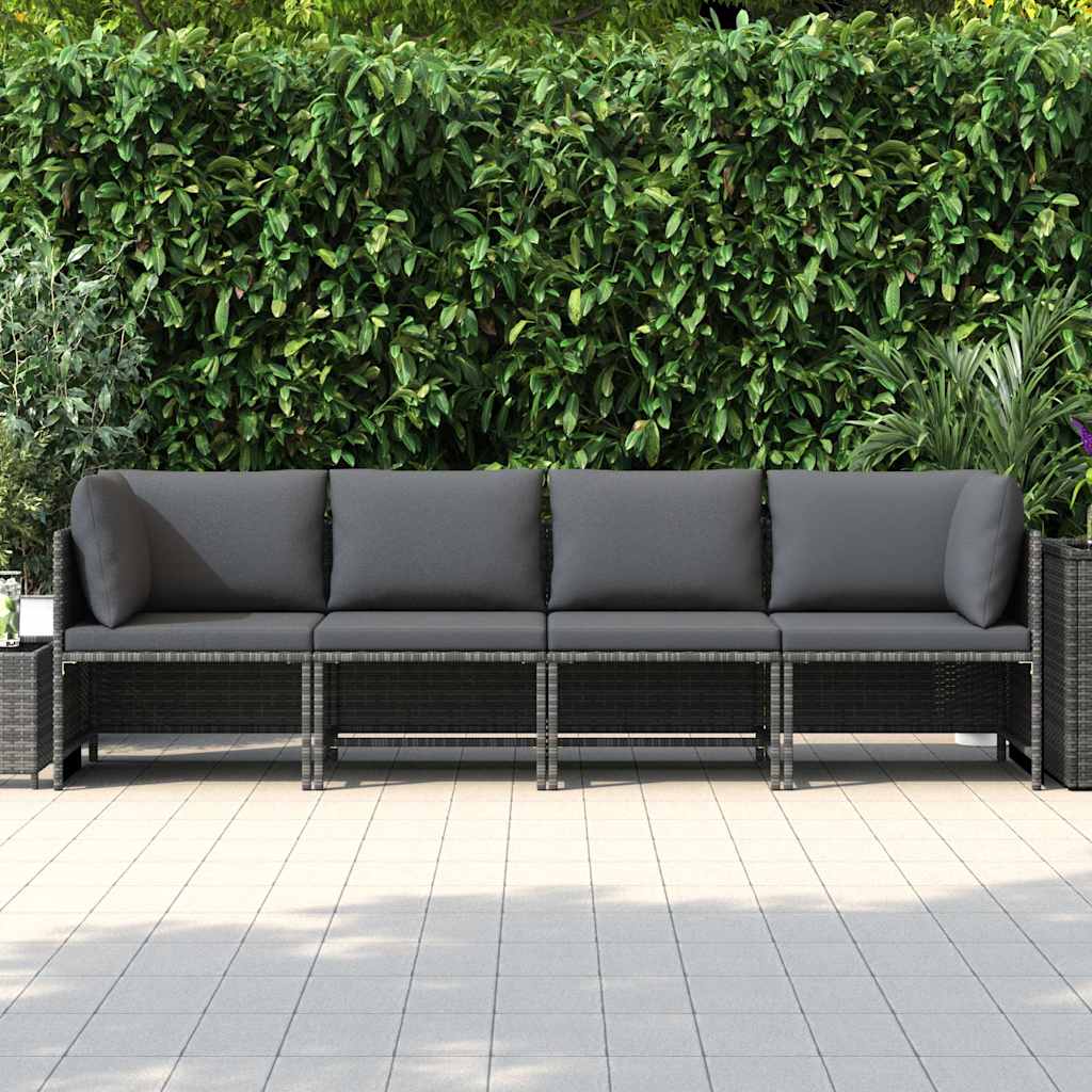4-manns hagesofa med puter polyrattangrå - number 3.