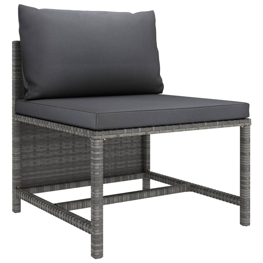 Midterdel til sofa med hynder polyrattan - grå, 1, midtersofa - number 1.
