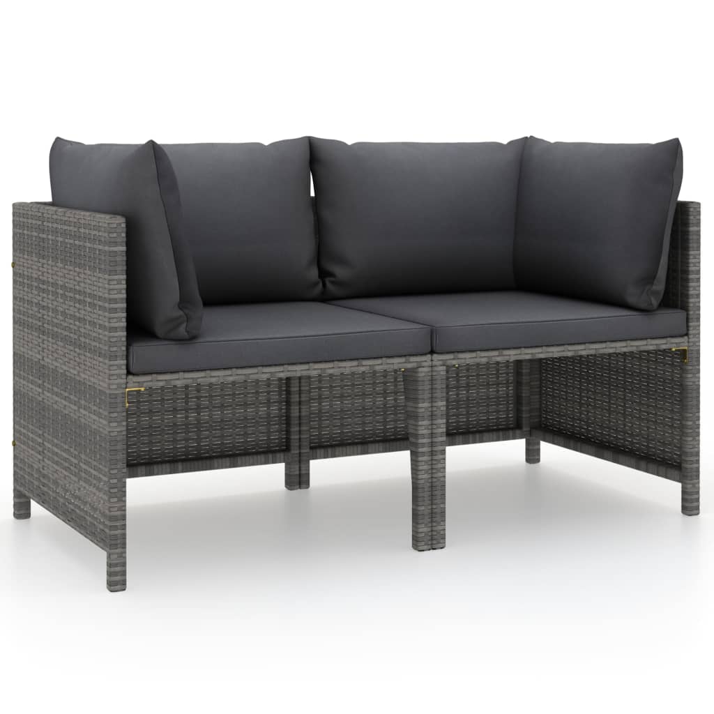 2-personers havesofa med hynder polyrattan grå - number 1.