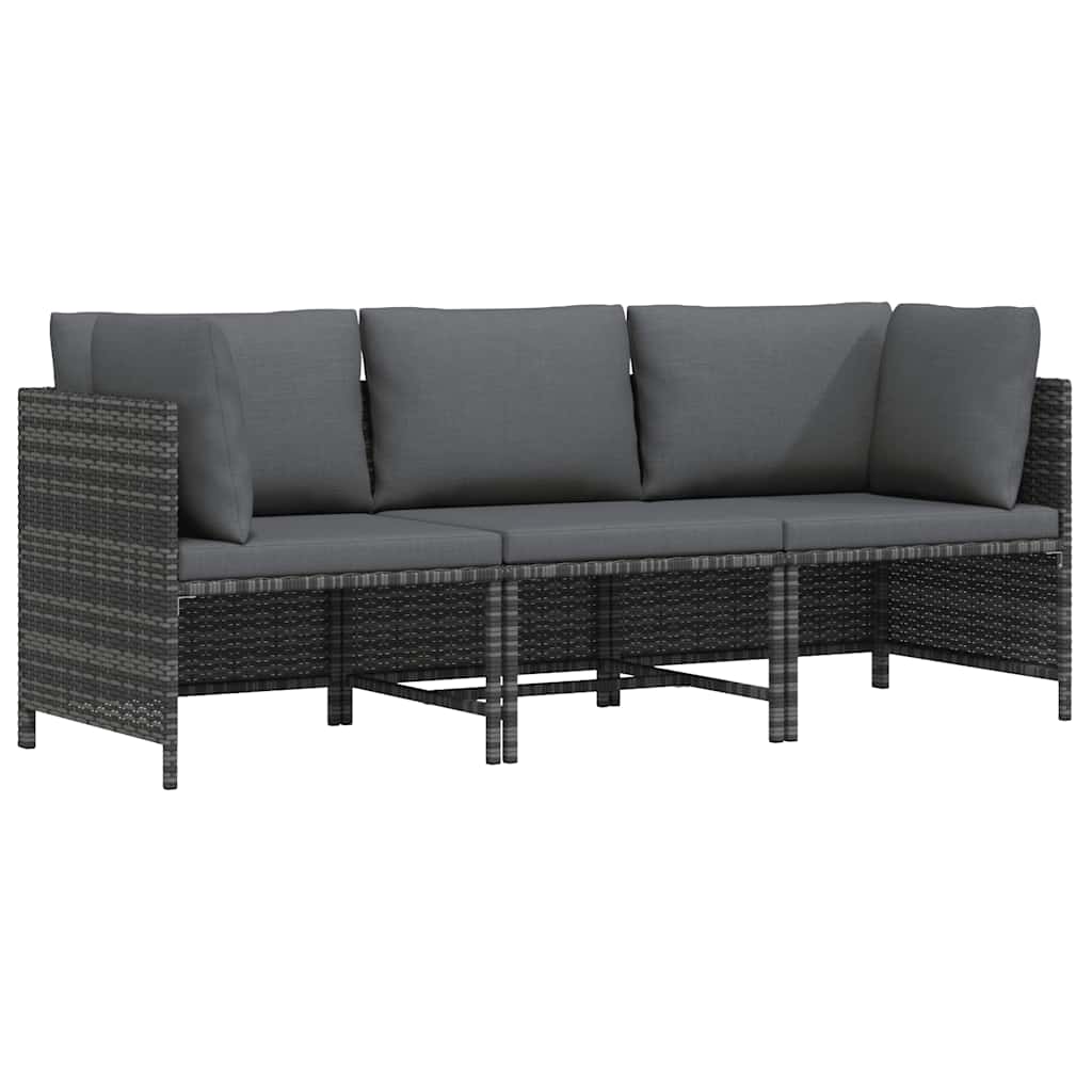 3-personers havesofa med hynder polyrattan grå - number 1.