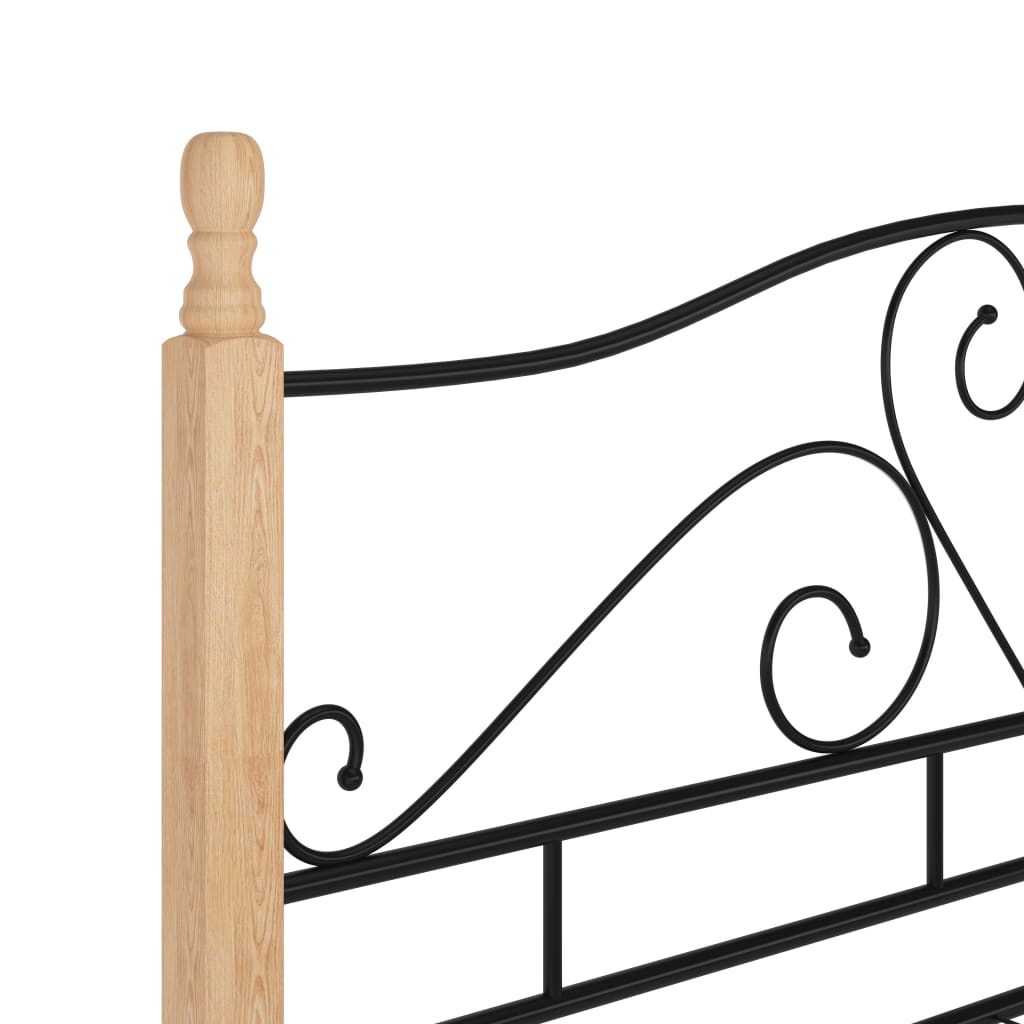 Okvir kreveta metal crna - crna i svijetla boja drva, 140 x 200 cm - number 6.