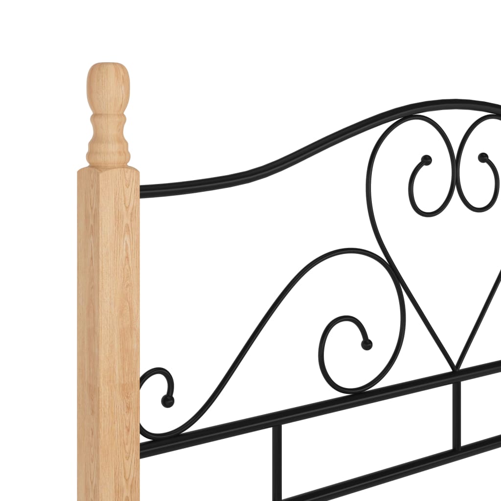 Sengeramme metal sort - sort og lys træfarve, 120 x 200 cm - number 6.