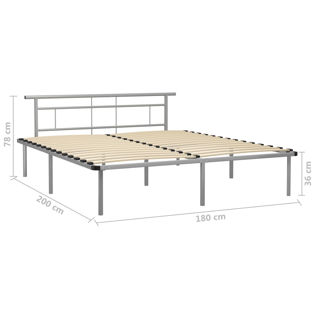 Bed frame metal - grey, 180 x 200 cm - number 6.