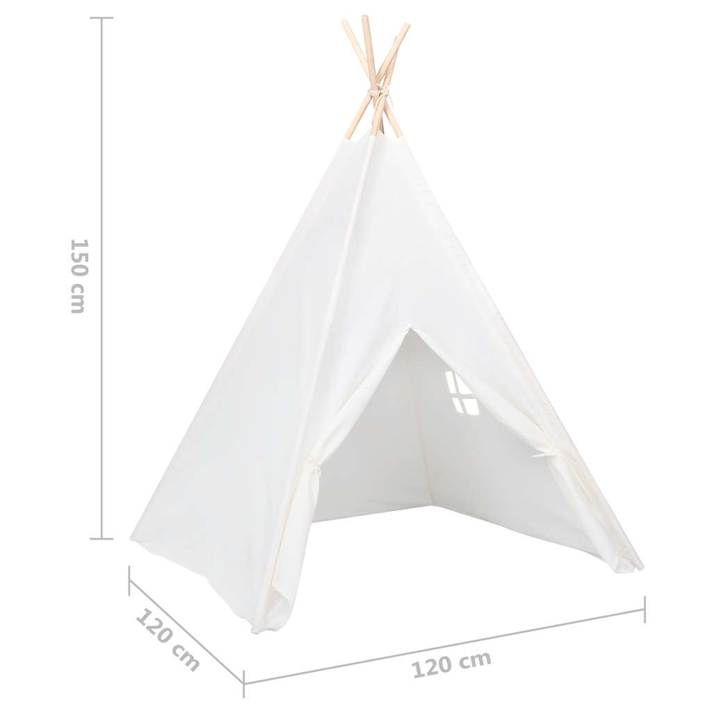 Tipi pour enfant 120x120x150 cm avec sac de transport polyester blanc - number 8.