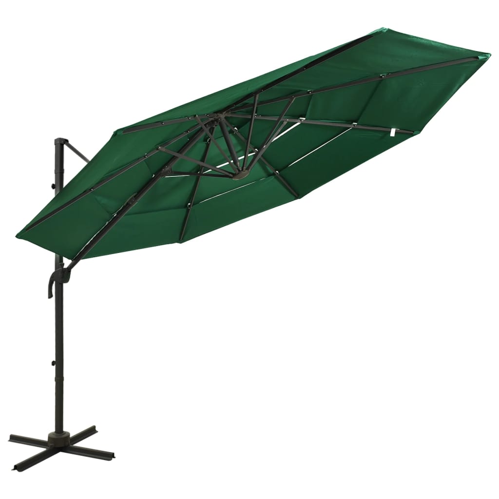 Parasol 3x3 m aluminum pole 4 levels - green, 1 - number 1.