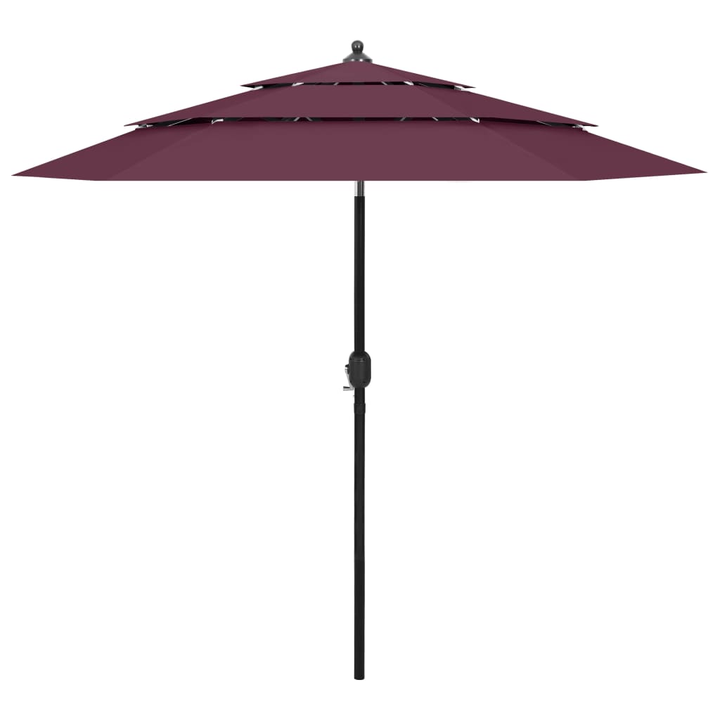 Parasol 2.5 m aluminum bar 3 levels - bordeaux red, 2.5 m, 1 - number 1.