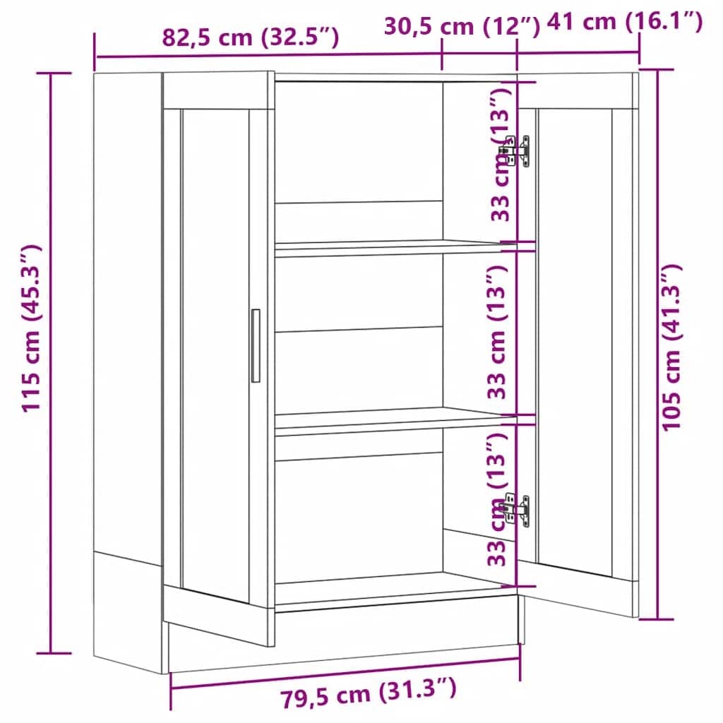Vitrineskab 82,5x30,5x115 cm spånplade hvid - number 9.