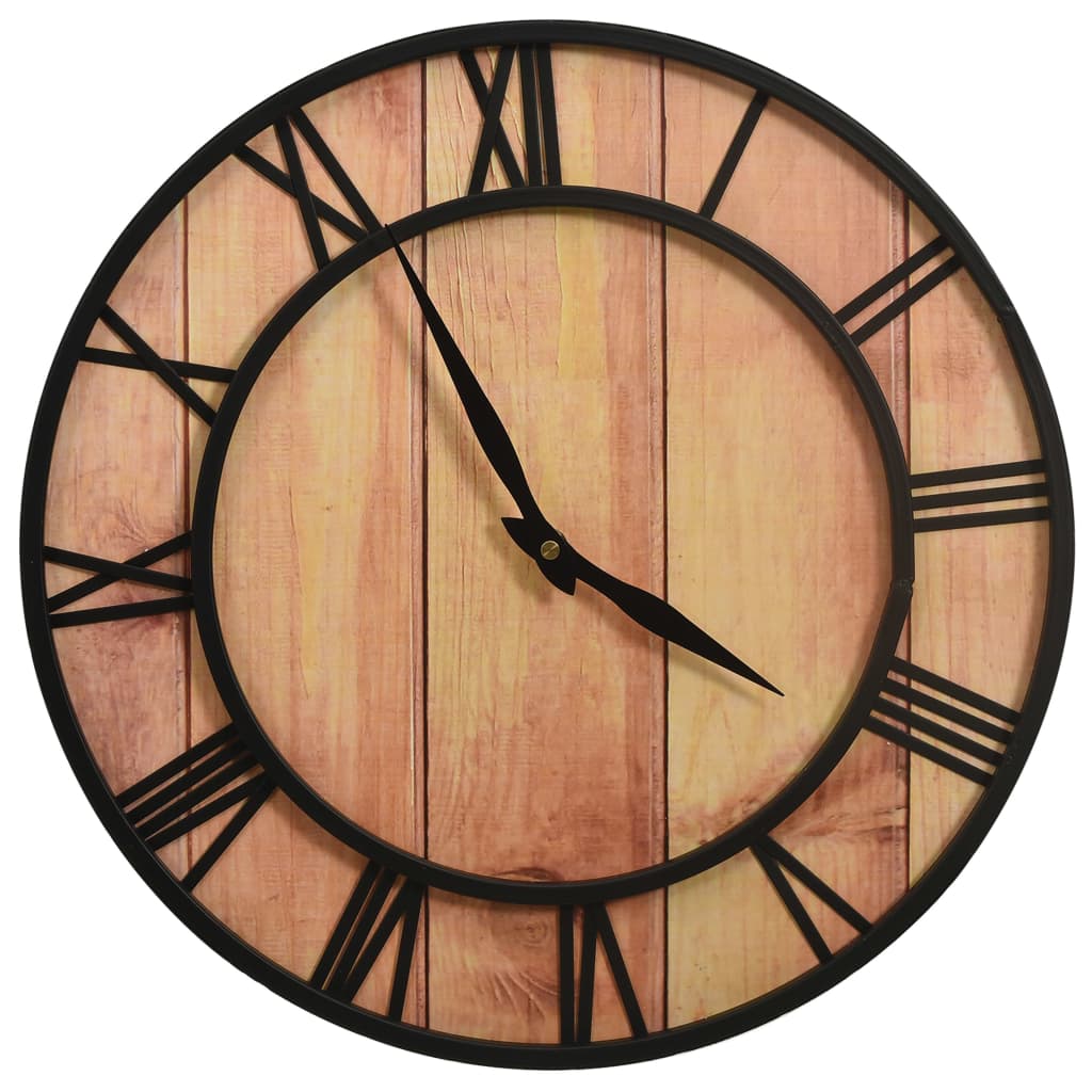 325172  wall clock 39 cm brown and black mdf and iron - number 2.