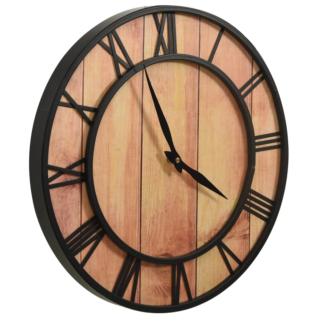 325172  wall clock 39 cm brown and black mdf and iron - number 3.