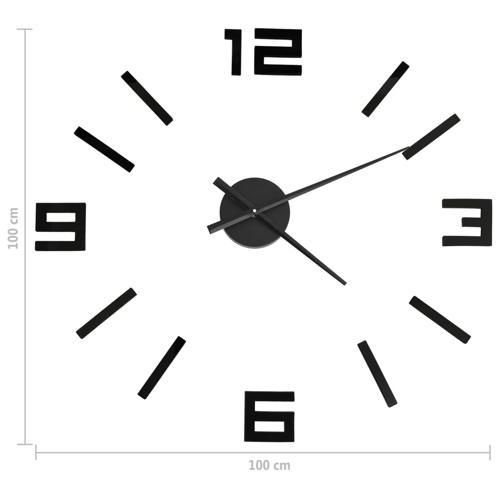 3d wall clock 100 cm modern design xxl - black - number 5.