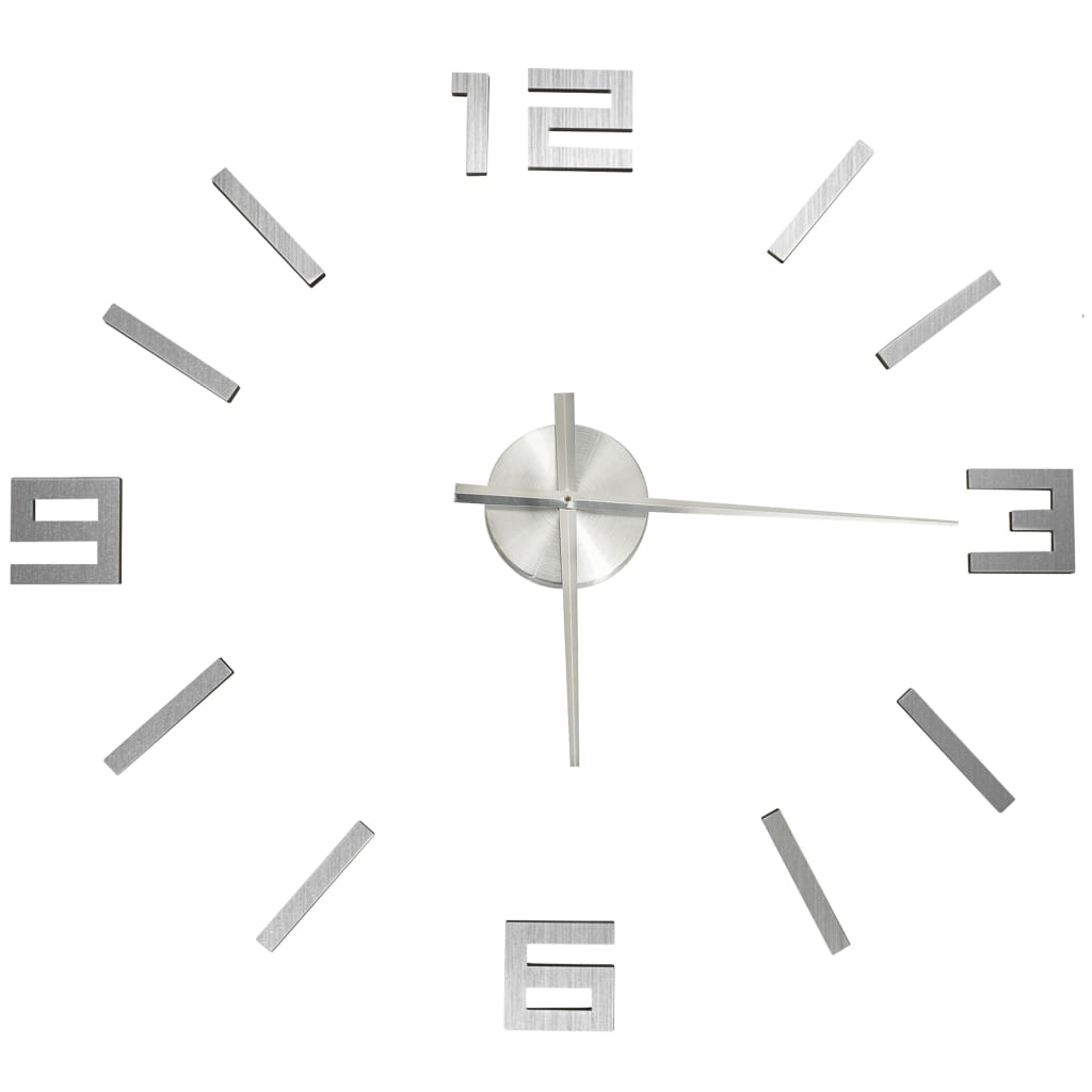 3d wall clock 100 cm modern design xxl silver colored - silver - number 2.