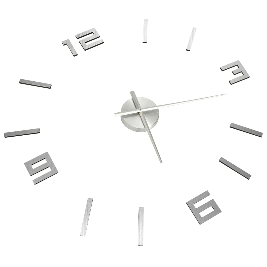 3d wall clock 100 cm modern design xxl silver colored - silver - number 3.
