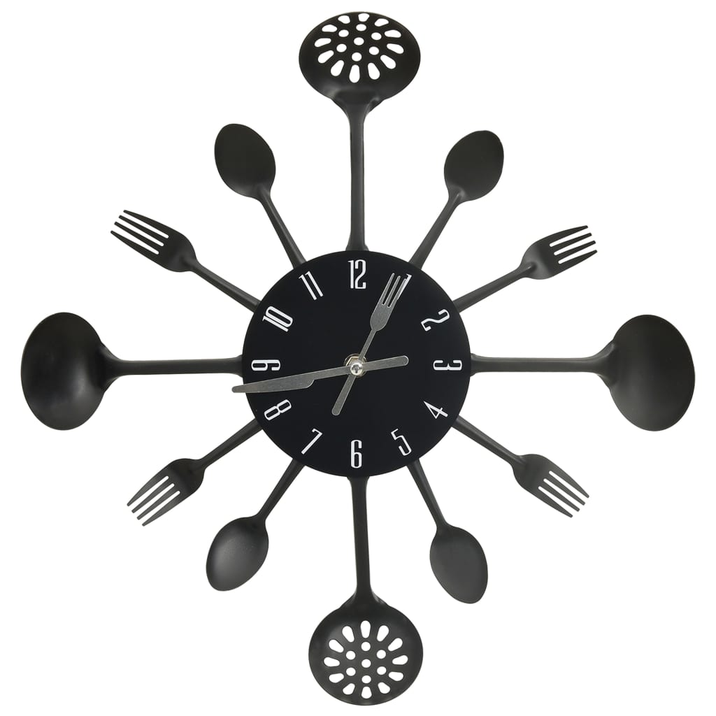 325163  wall clock with spoon and fork design black 40 cm aluminium - number 2.