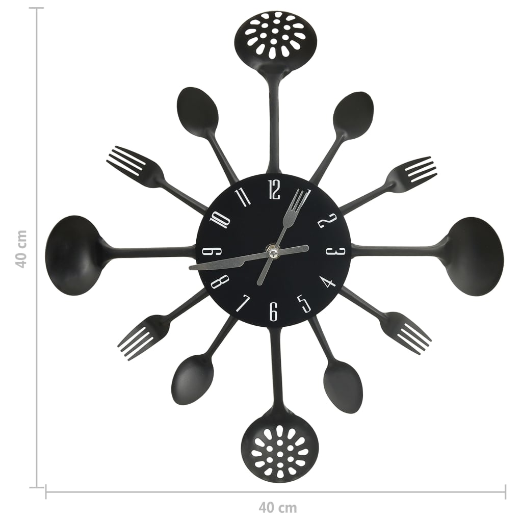 325163  wall clock with spoon and fork design black 40 cm aluminium - number 5.