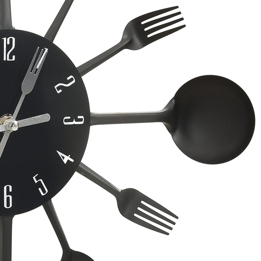 325163  wall clock with spoon and fork design black 40 cm aluminium - number 4.
