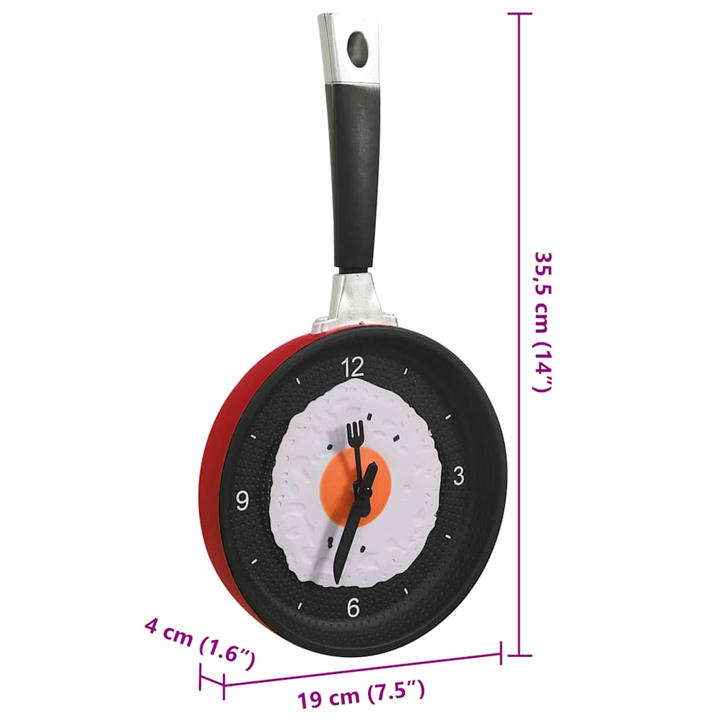 325164  wall clock with fried egg pan design 18,8 cm - number 6.